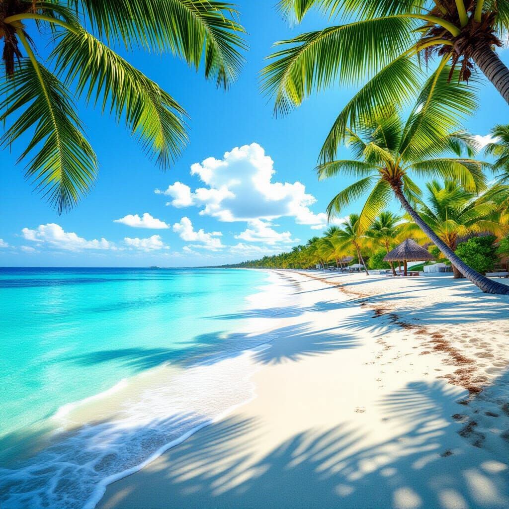 Playa del Carmen Beach Scene in Photorealistic Style