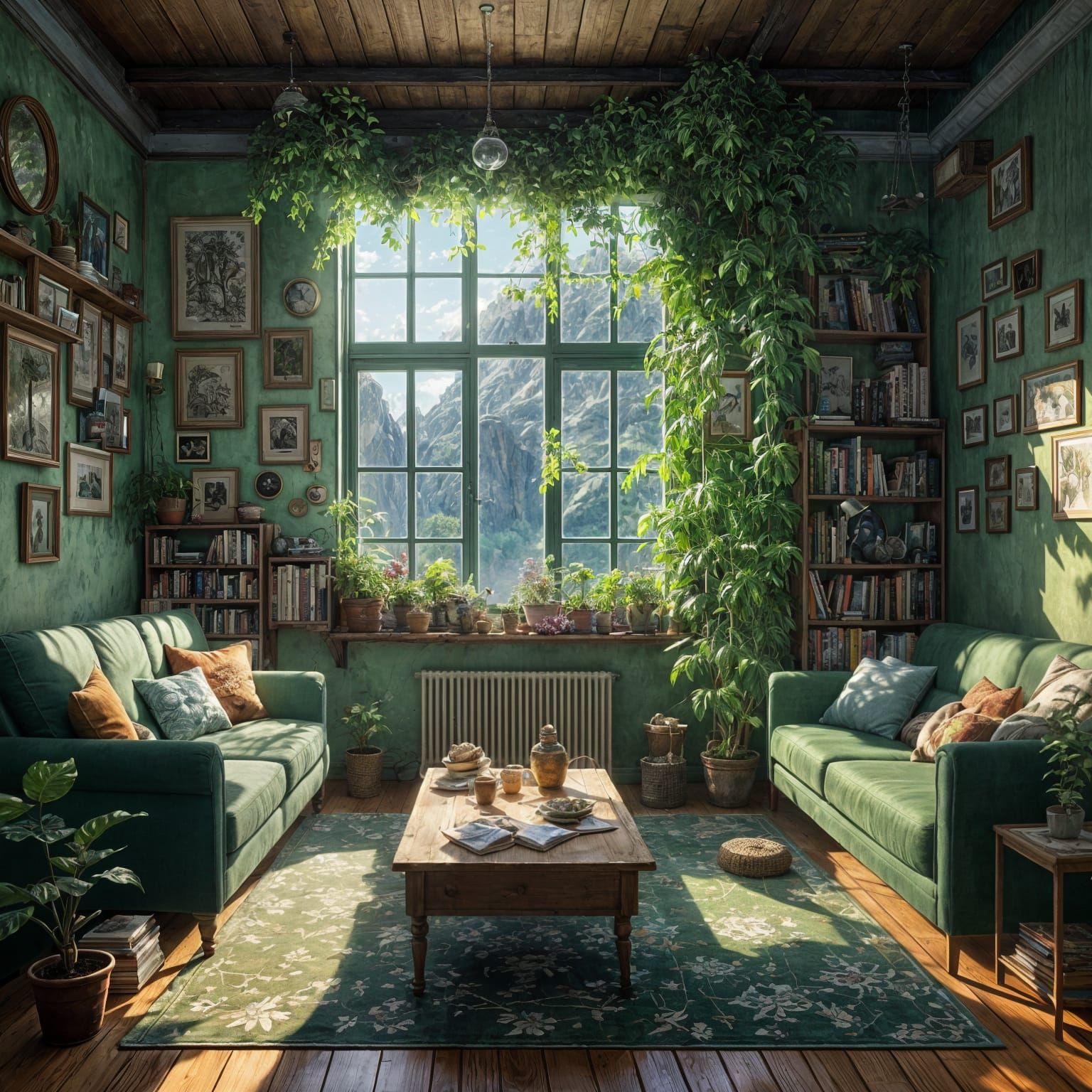 Idyllic Celestial Sphere Landscape in Dreamlike Style