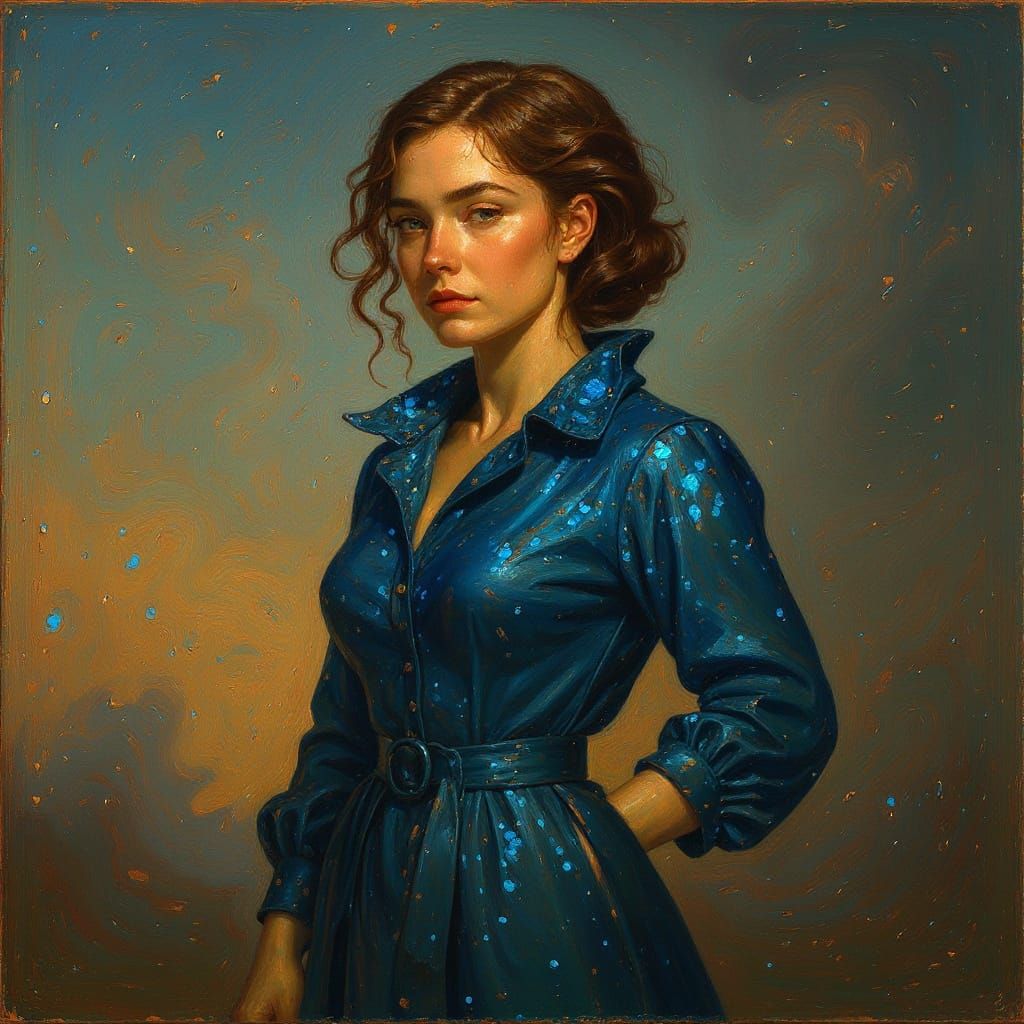 1950s Pin-Up in Alphonse Mucha and Waterhouse Style