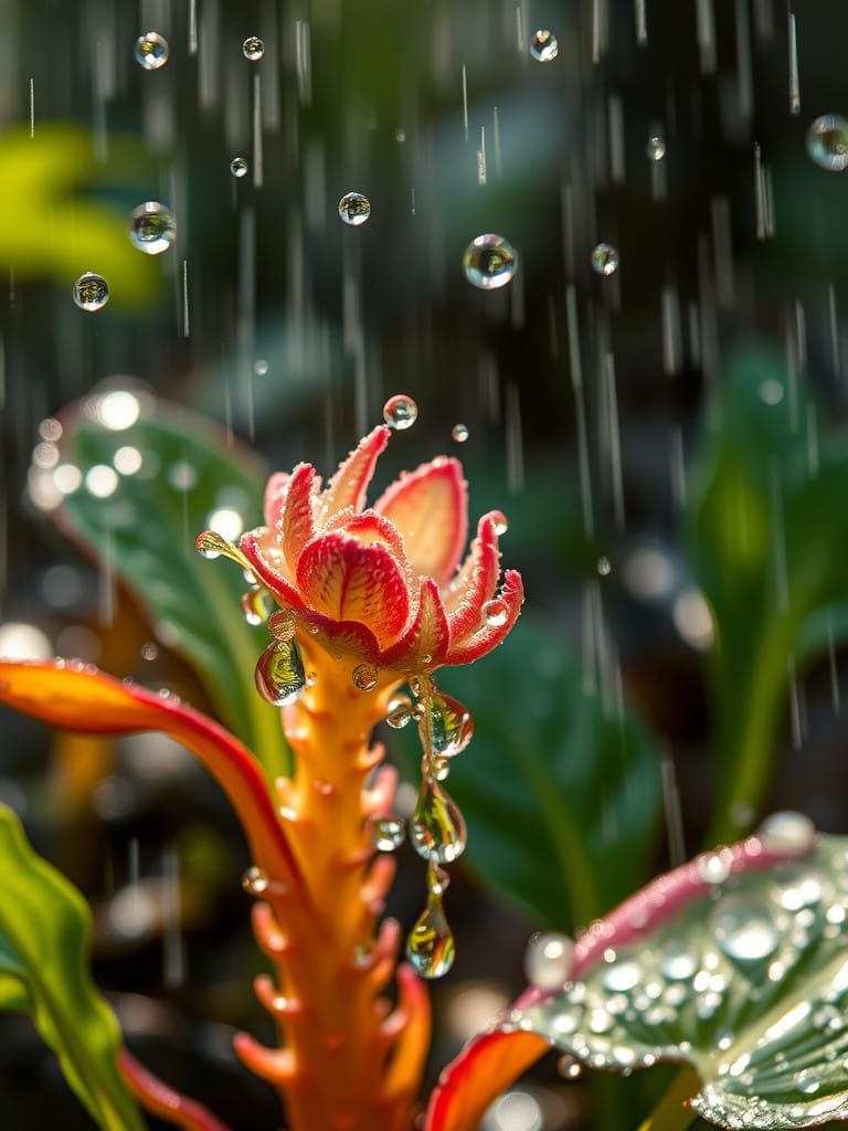 Raindrops on Enchanted Plant Petals