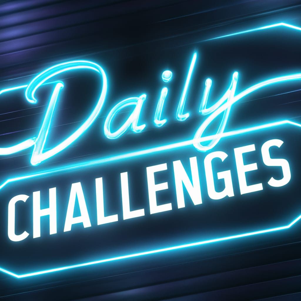 Vibrant Neon Sign for "Daily Challenges"