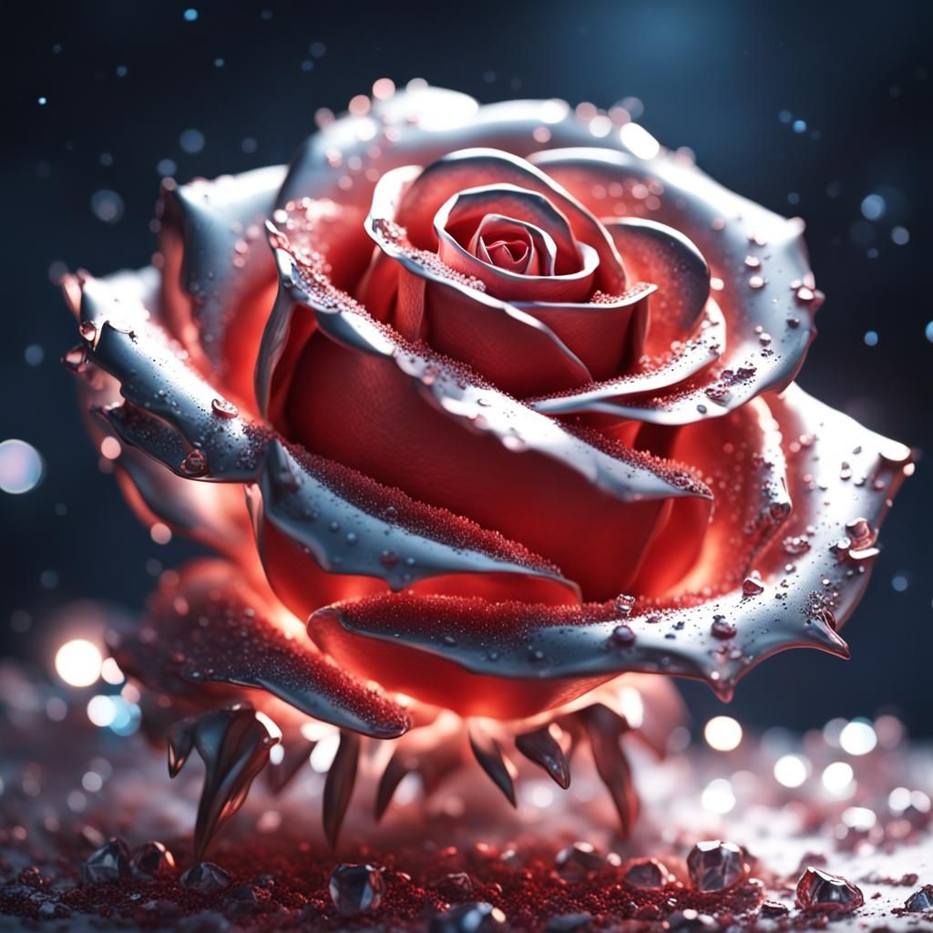 Glow Constellation Metal Rose with Crystal Roses