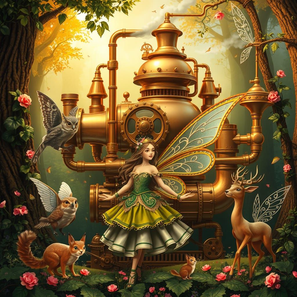 Steampunk Fairy Tale Storybook Cover with Fairy
