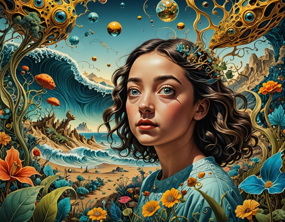 Surreal Girl in Another World, Salvador Dali Style