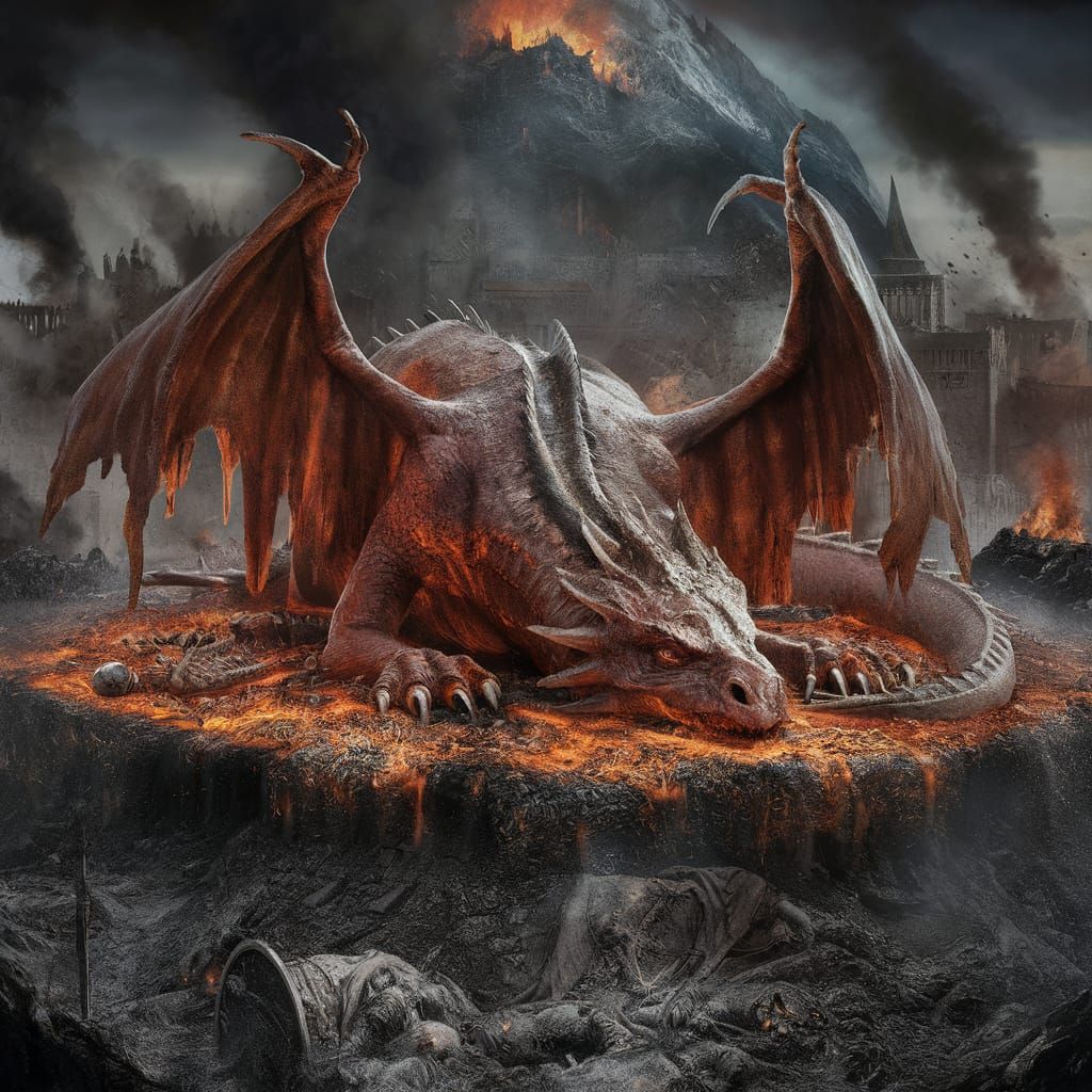 Smaug's Fall: Dragon's Defeat on Treasure Hoard