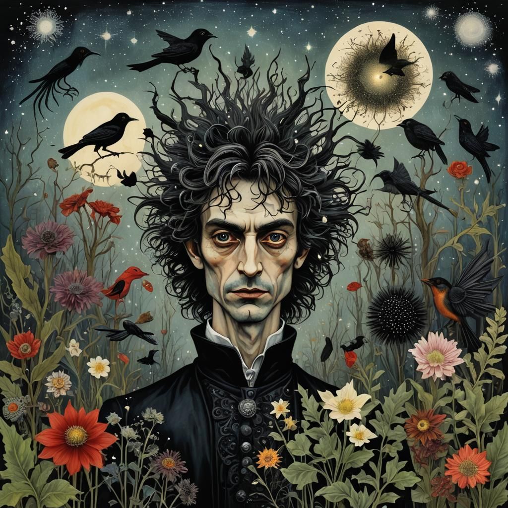 Surreal Vampire Forest in Alebrije Encaustic Style