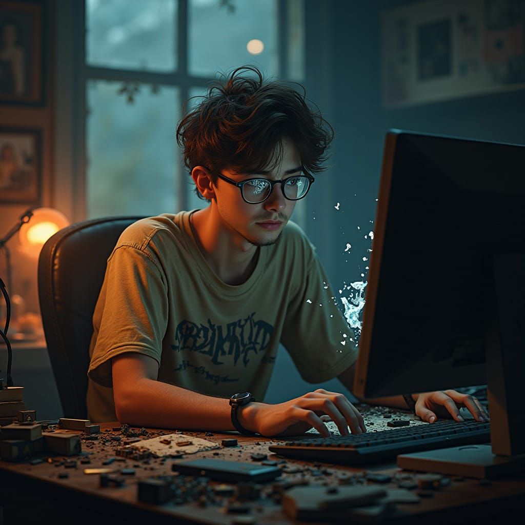 A Young Tech Enthusiast Faces Disappointment in a Cyberpunk....