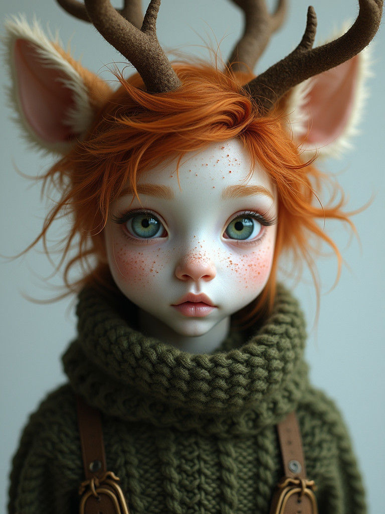 Ethereal Deer Hybrid Portrait in Realistic Style