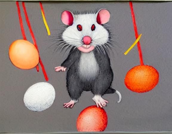 Dancing Opossums Celebrate in Egg-Tempera Painting