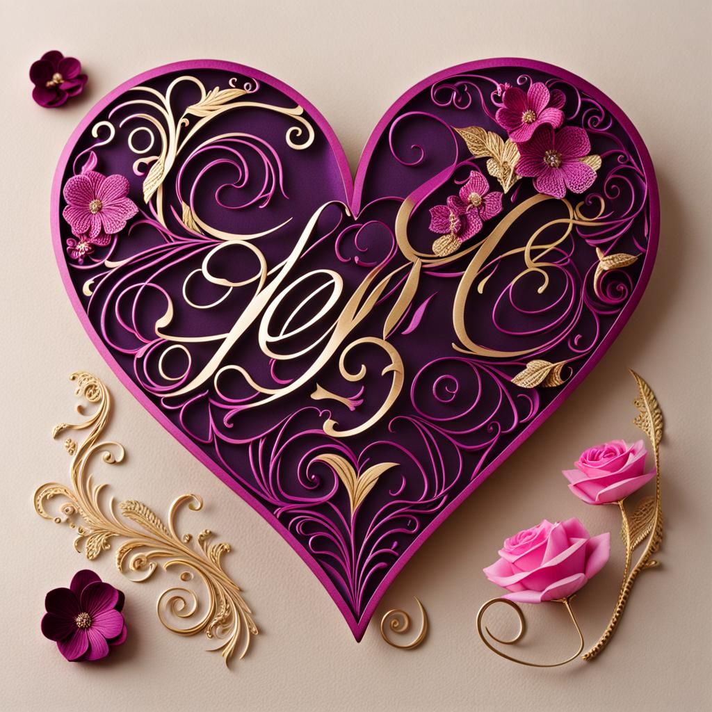 Tracy Typography with Heart Filigree in Graffiti Art