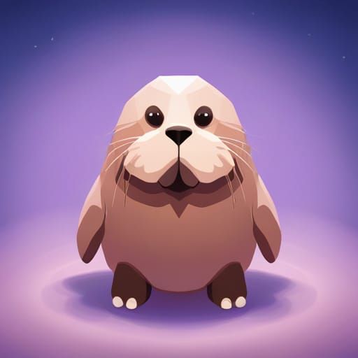 Cute Walrus in Whimsical 3D Vector Art