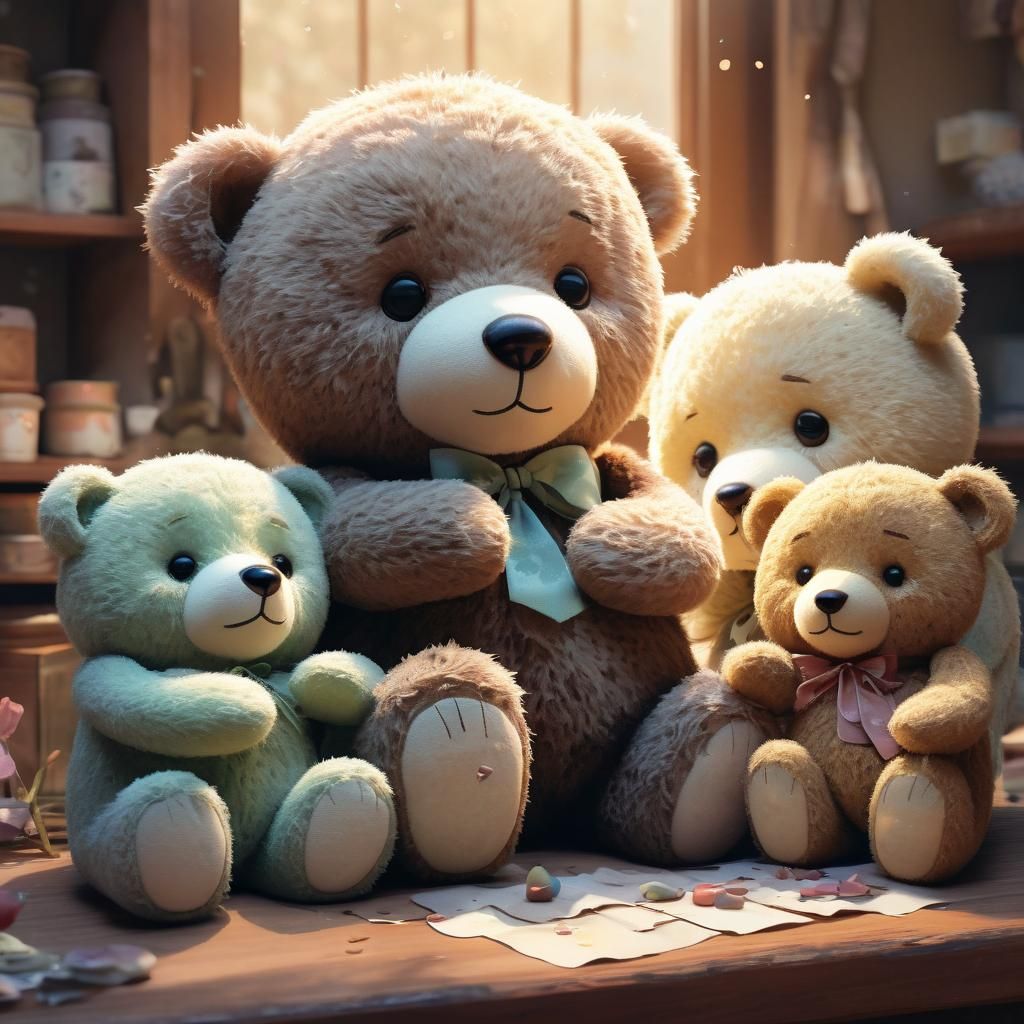 Crying Teddy Bear in Japanese Manga Style