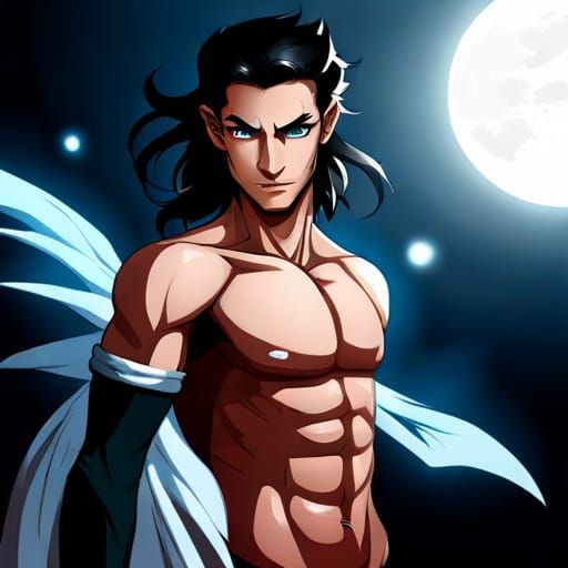 Male Incubus with Silver Skin and Black Tail