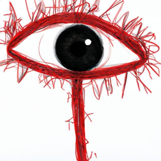 Detailed Pen Drawing of Red Wire Humanoid