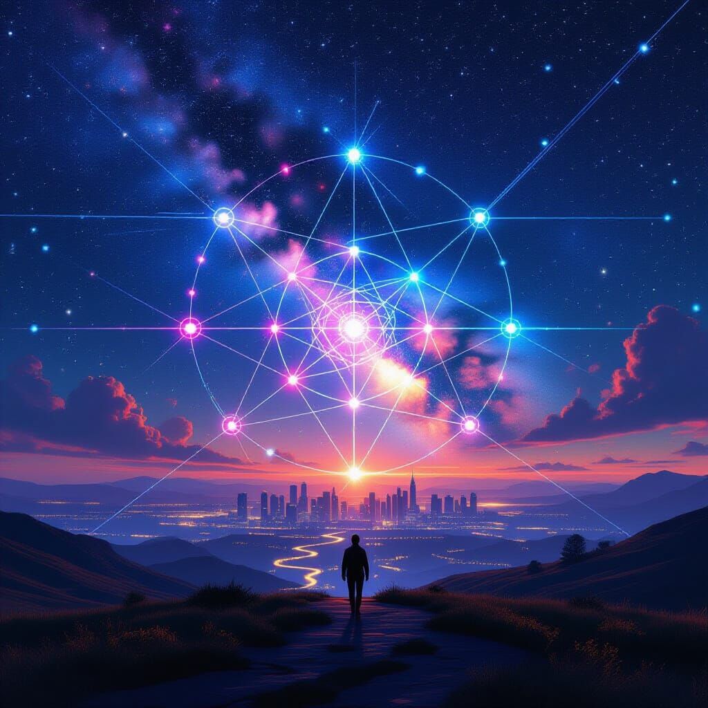 Cosmic Cybernetic Web: A Futuristic Sci-Fi Landscape