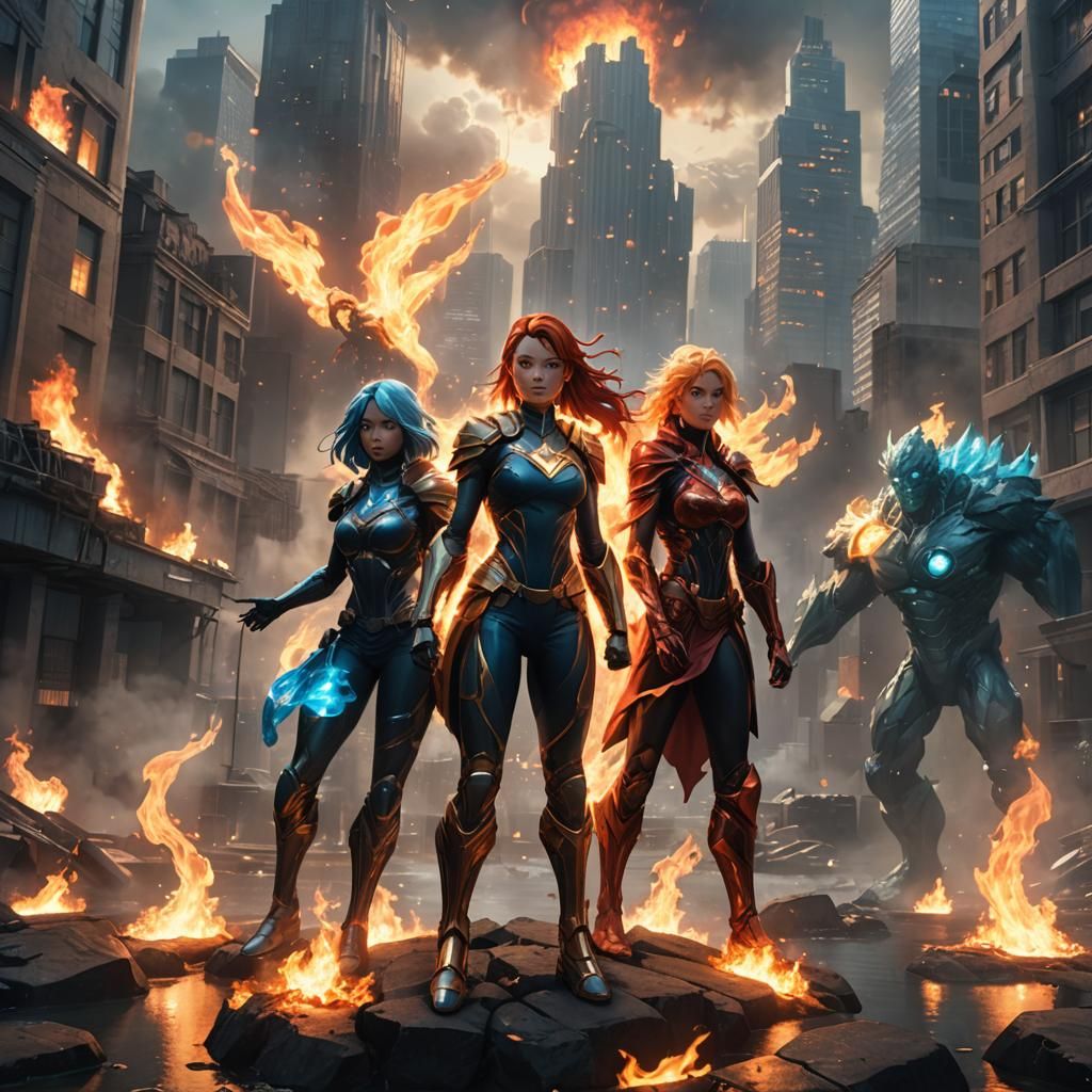 Elemental Anime Superheroes Unite Against Dystopia