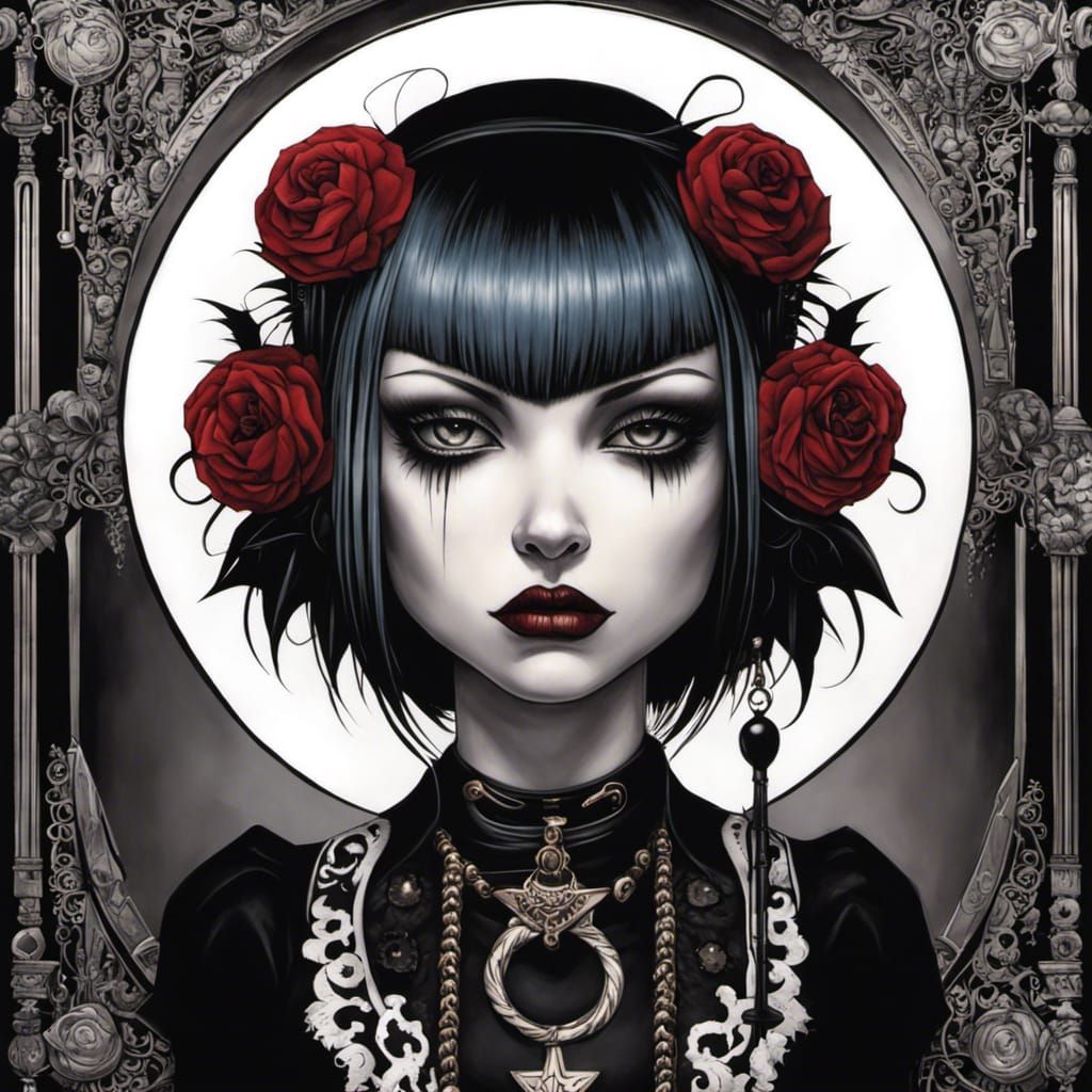 Goth Punk Girl Illustration in Surreal Style