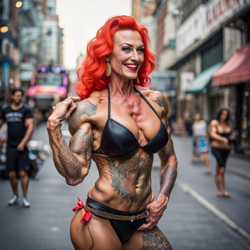 Bodybuilder Transvestite in Bikini: Professional Photography