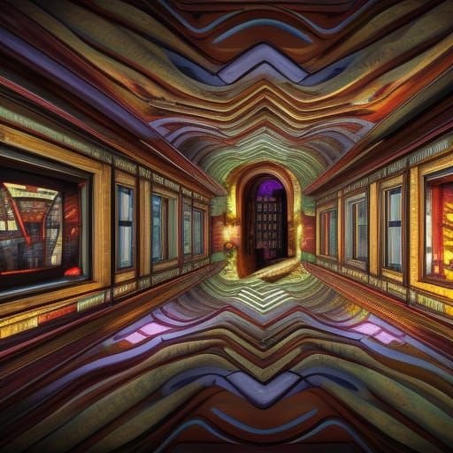 Arcane Kaleidoscopic Library in Detailed Matte Painting