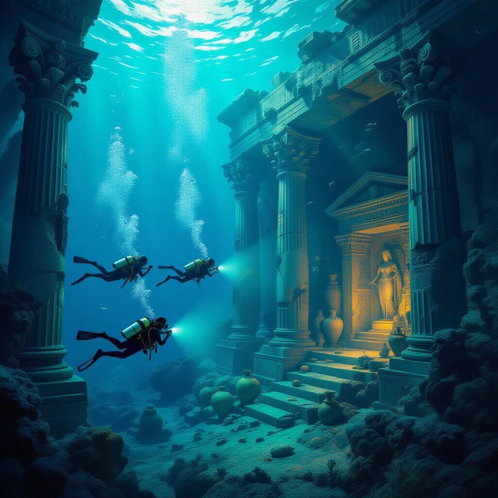 Divers Explore Sunken City with Relics