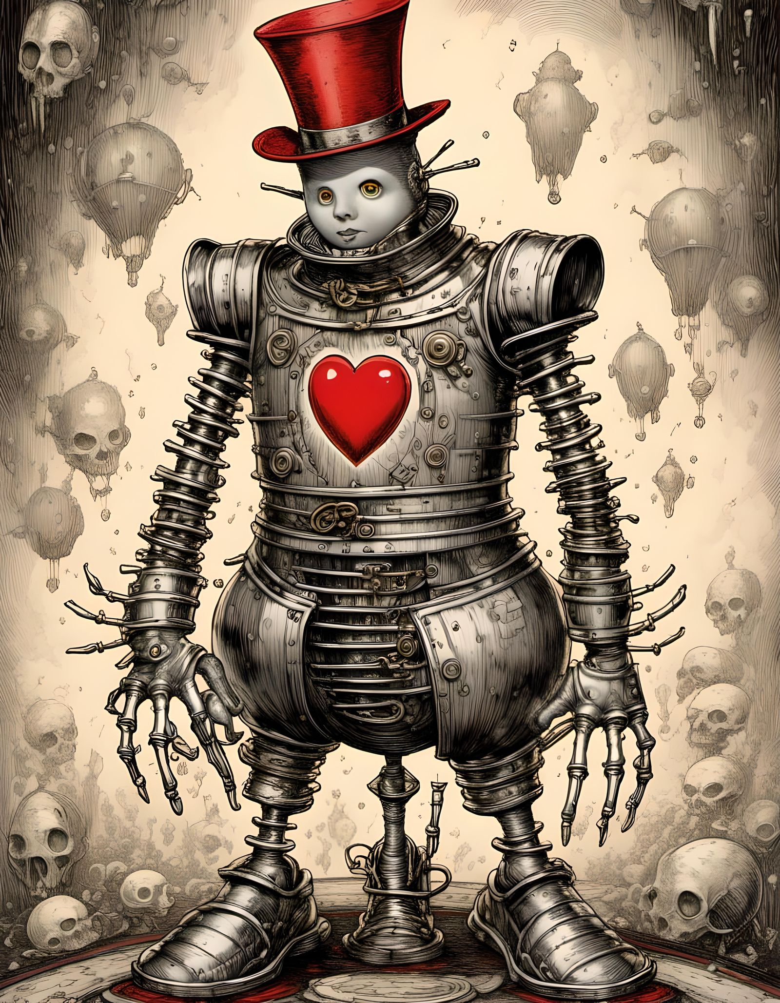 Steampunk Tin Man of Oz with Red Heart
