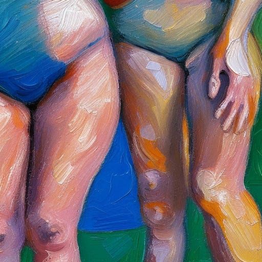 Intimate Couple, Neo-Impressionist Expressionist Oil Paintin...