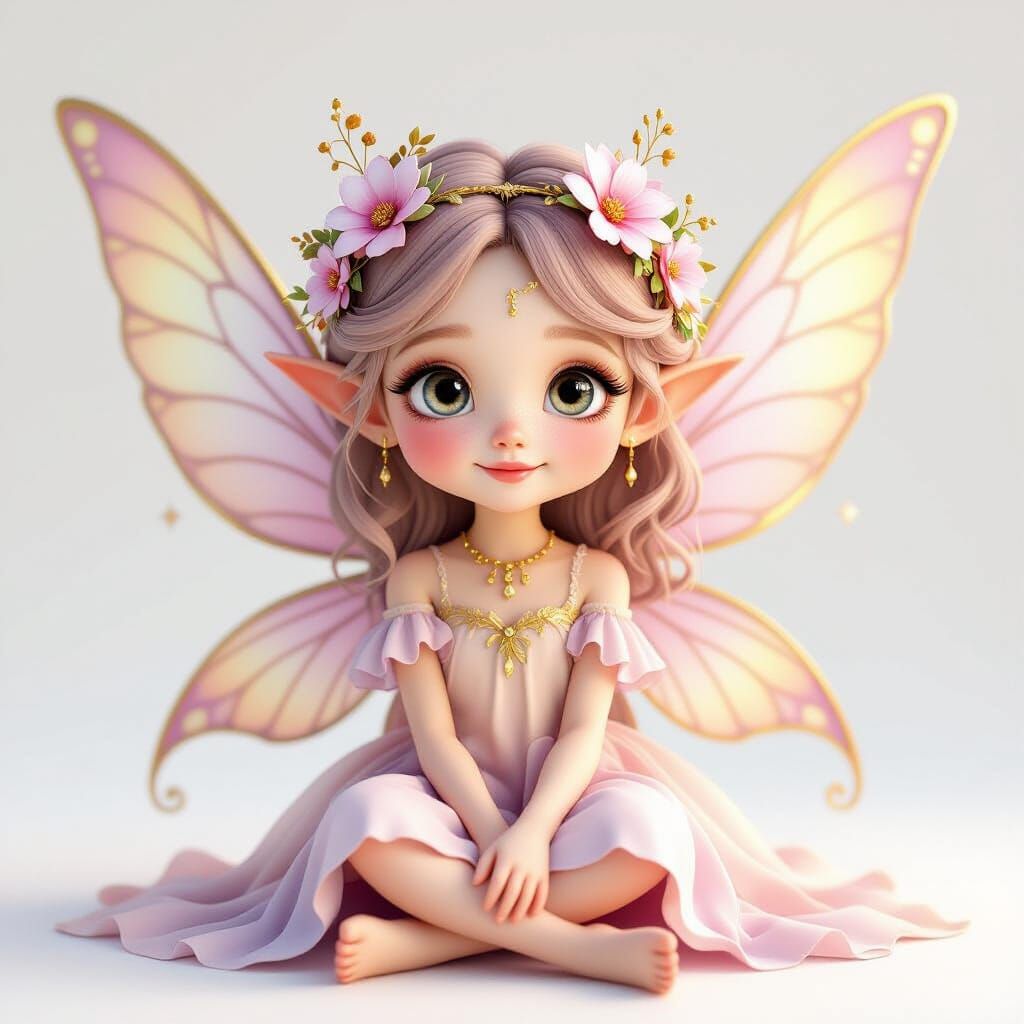 Graceful Fairy Girl with Pastel Wings in 3D