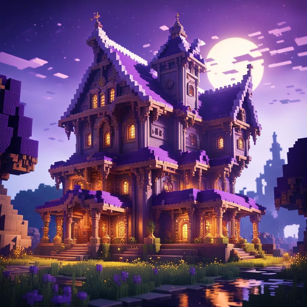 Minecraft House in Dark Fantasy Style