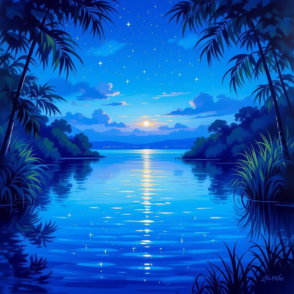 Ethereal Blue Lagoon at Twilight