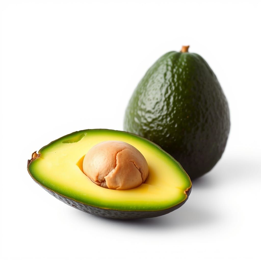 Avocado Still Life with Green Flesh and White Background