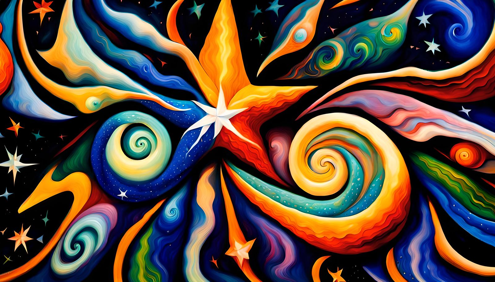 Swirling Star Cluster in Impasto Oil Style