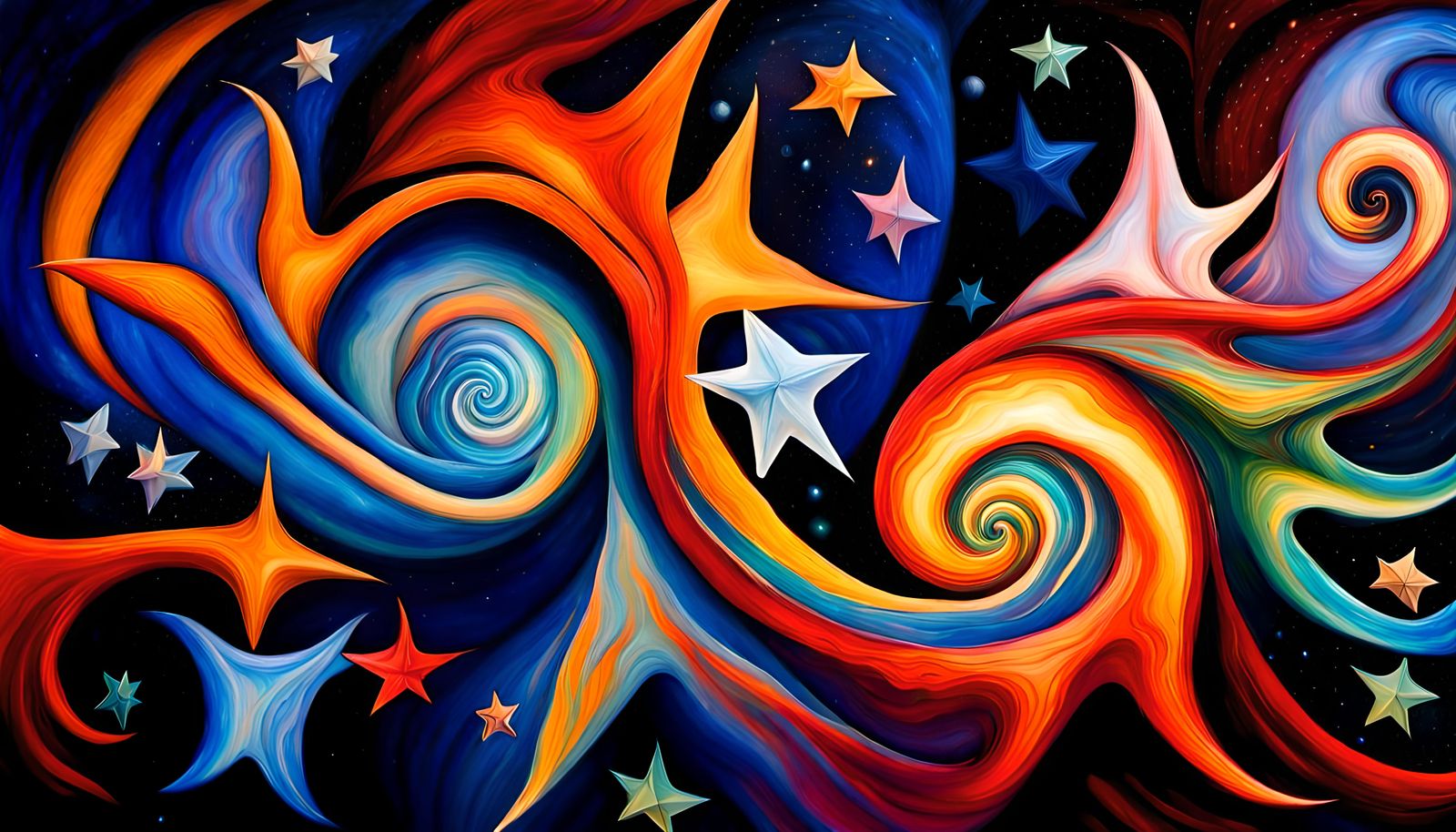 Cosmic Star Dance in Impasto Oil Style