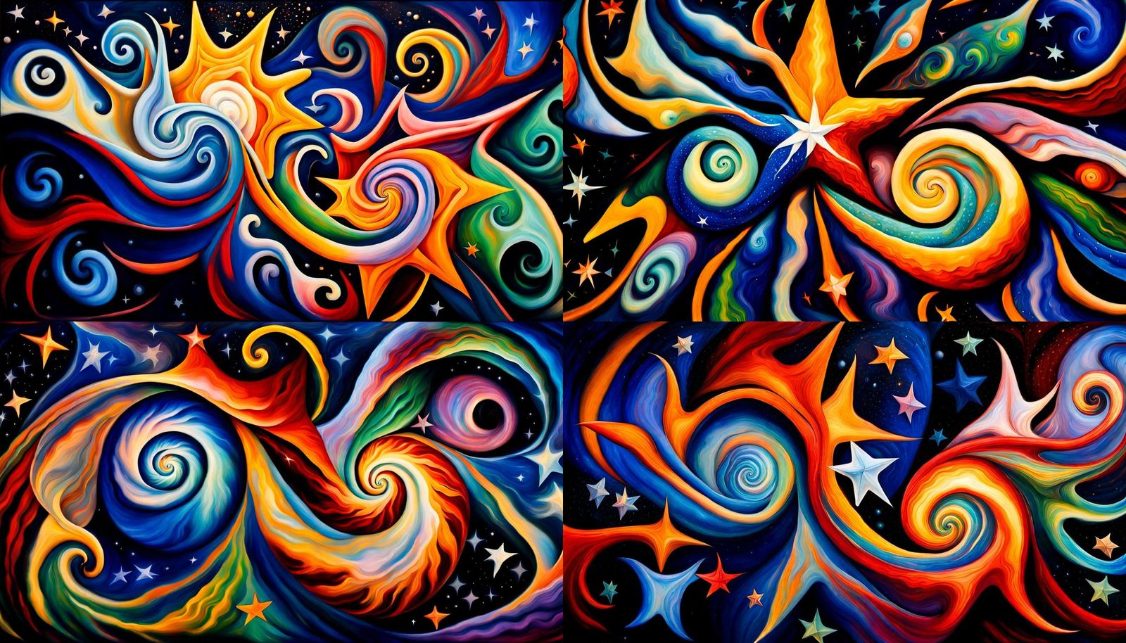 Cosmic Star Dance: Abstract Impasto Oil Painting