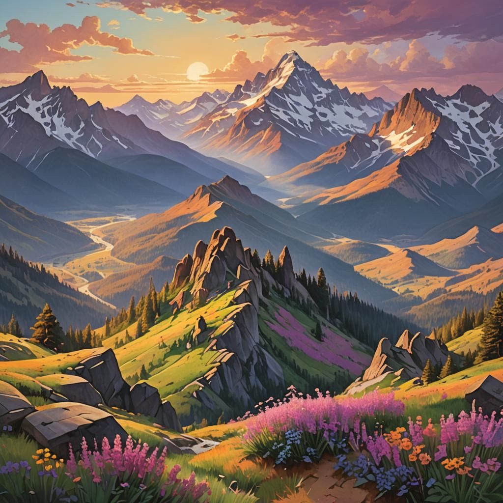 Majestic Mountain Ranges at Sunset: Nature Photography