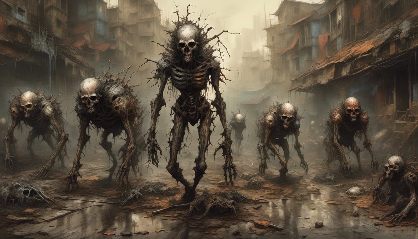 Post-Apocalyptic Undead Cyborgs in Trashpunk Style