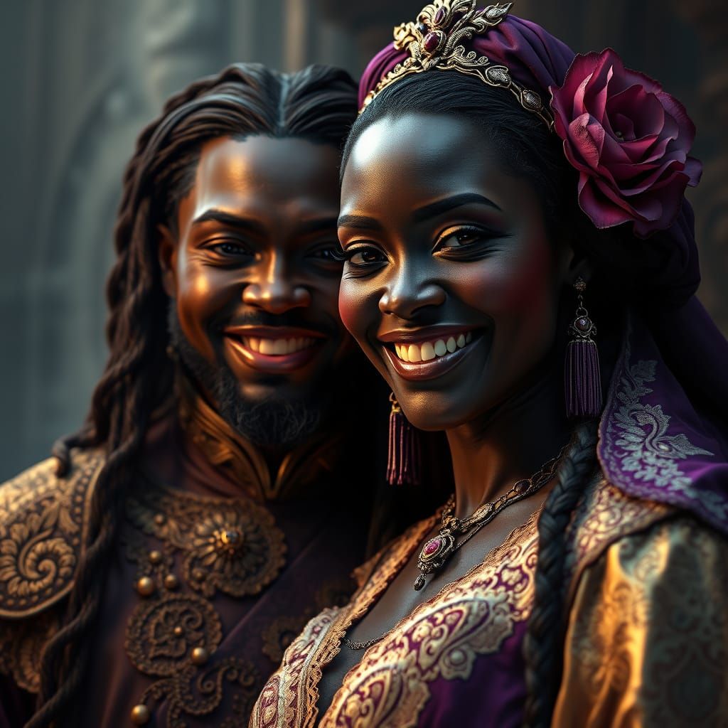 Elegant Dark Fantasy Portrait of Baron and Baroness