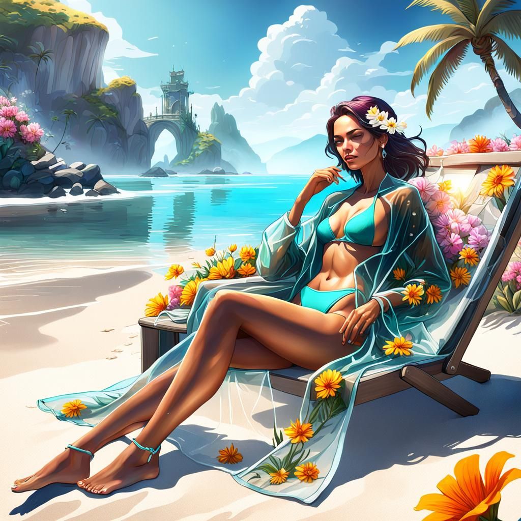 Beach Beauty in Fantastical Matte Painting
