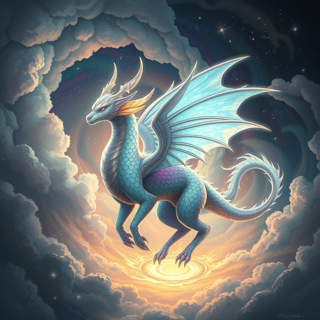 Mythical Creature in Dreamlike Vortex
