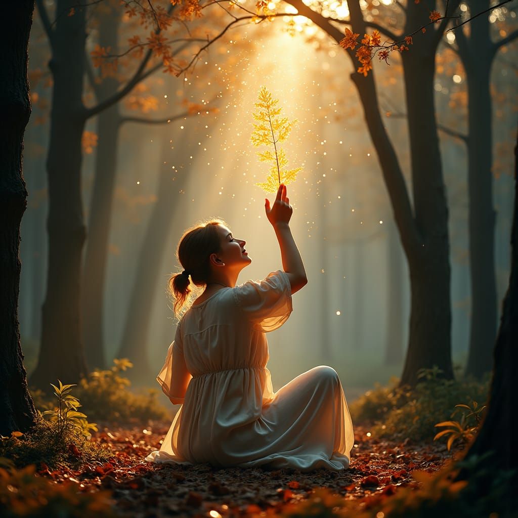 Enchanting Forest Scene with Magical Energy