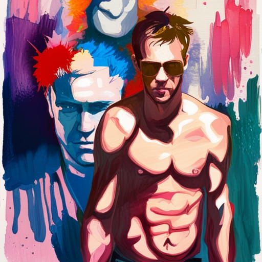 Fight Club: 1970s Movie Poster in Gouache Style
