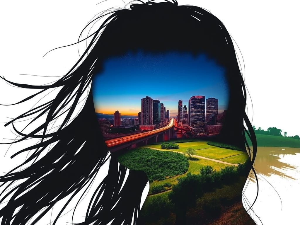 Surreal Urban Nature Scene in Bold Brushstrokes