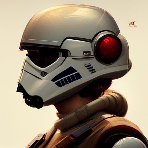 Scout Trooper Woman Portrait in Hyperdetailed Concept Art