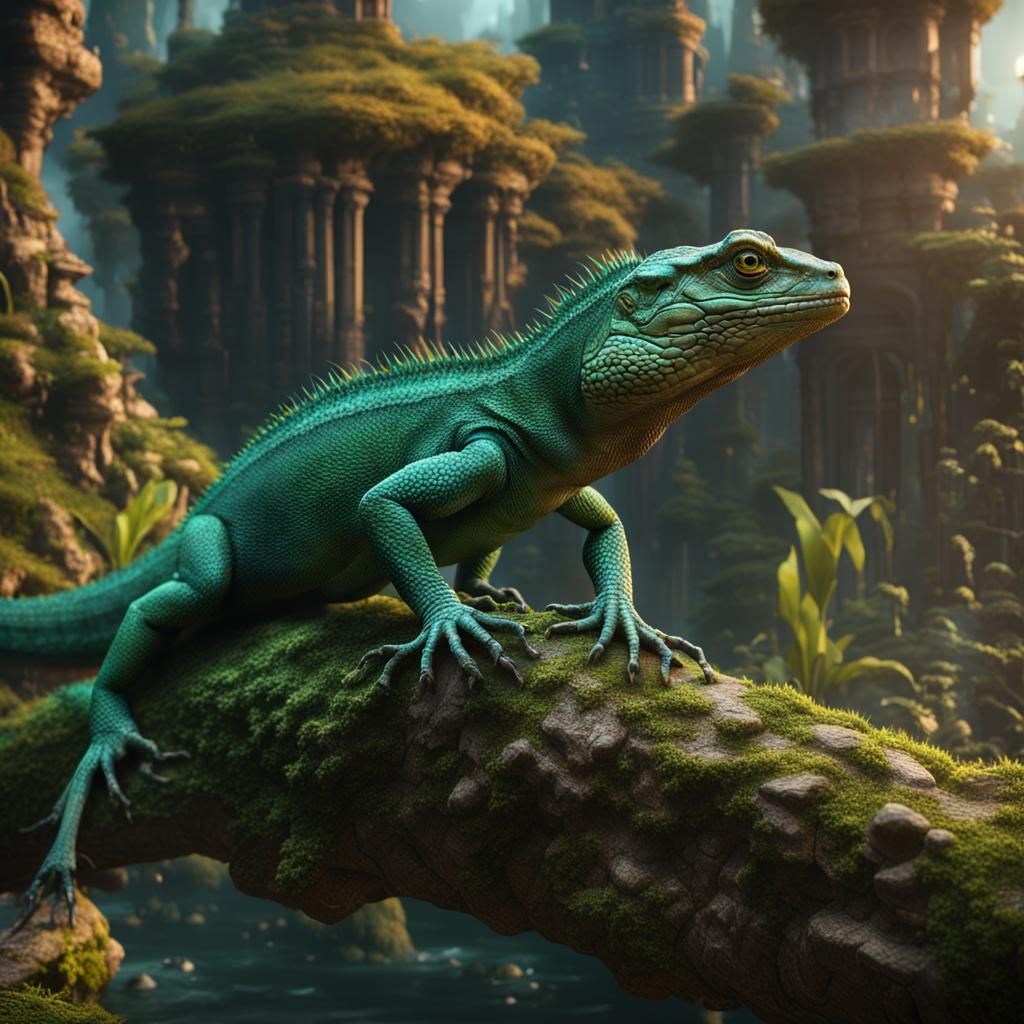 Lizards Living in the Matrix: Detailed Matte Painting