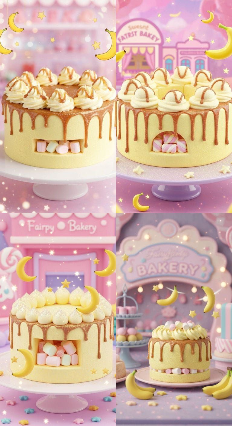 Glittery Banana Cream Cake with Fairycore Bakery