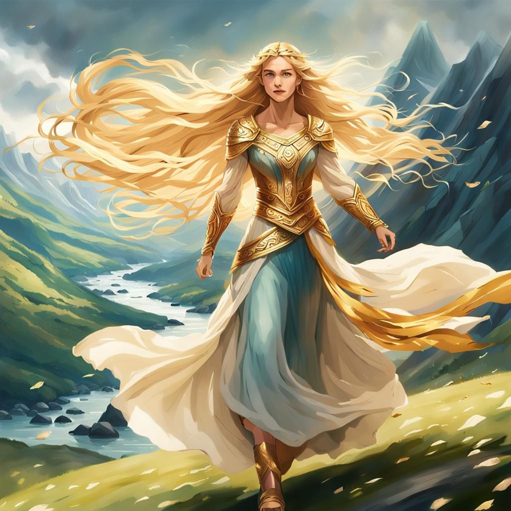 Goddess Sif Walking Through Asgard