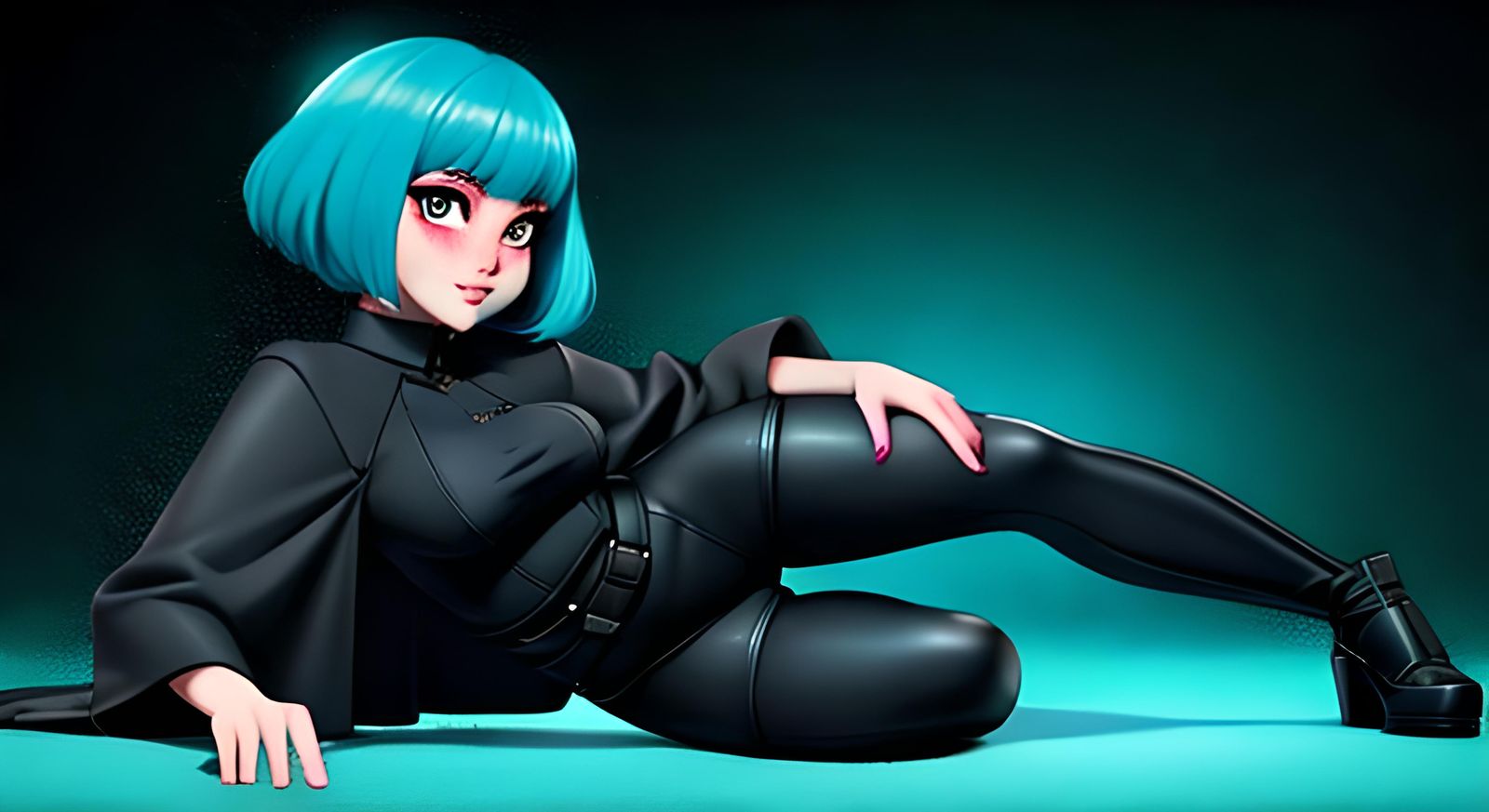 Curvy Goth Girl in Vibrant Neon Style