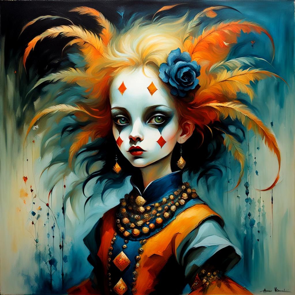 Roaring Harlequin: Abstract Oil Painting With Deep Saturatio...