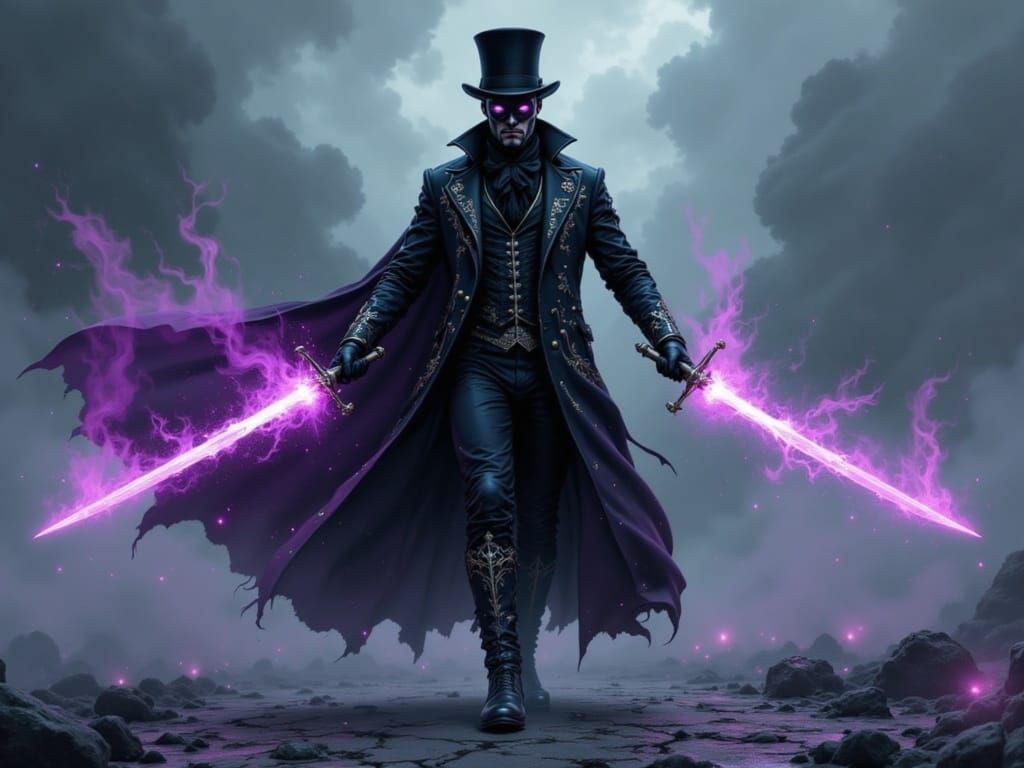 Mysterious Warrior Embodies Dark Magic in a Desolate Battlef...