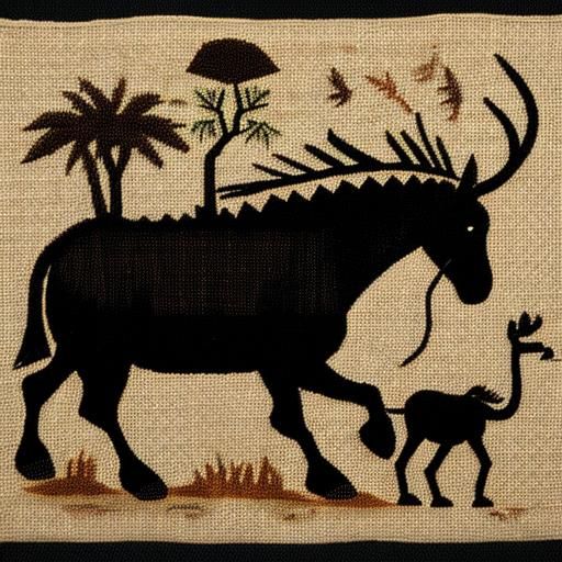 Cave Art in Needlepoint Style