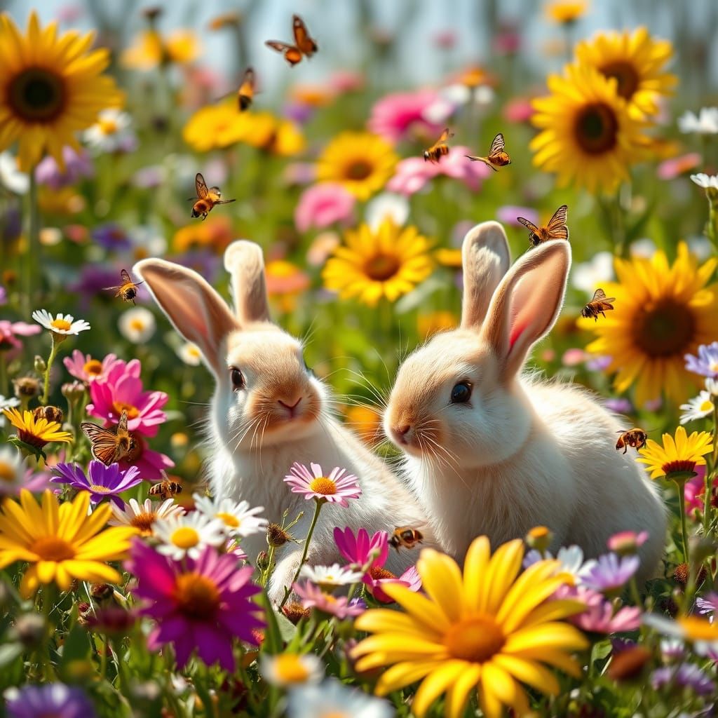 Whimsical Wildlife Scene in Vibrant Color